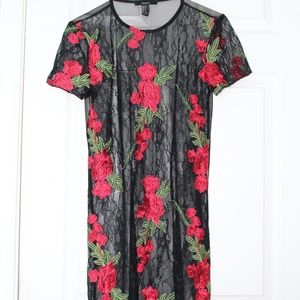 Forever 21 Embroidered Mesh Dress